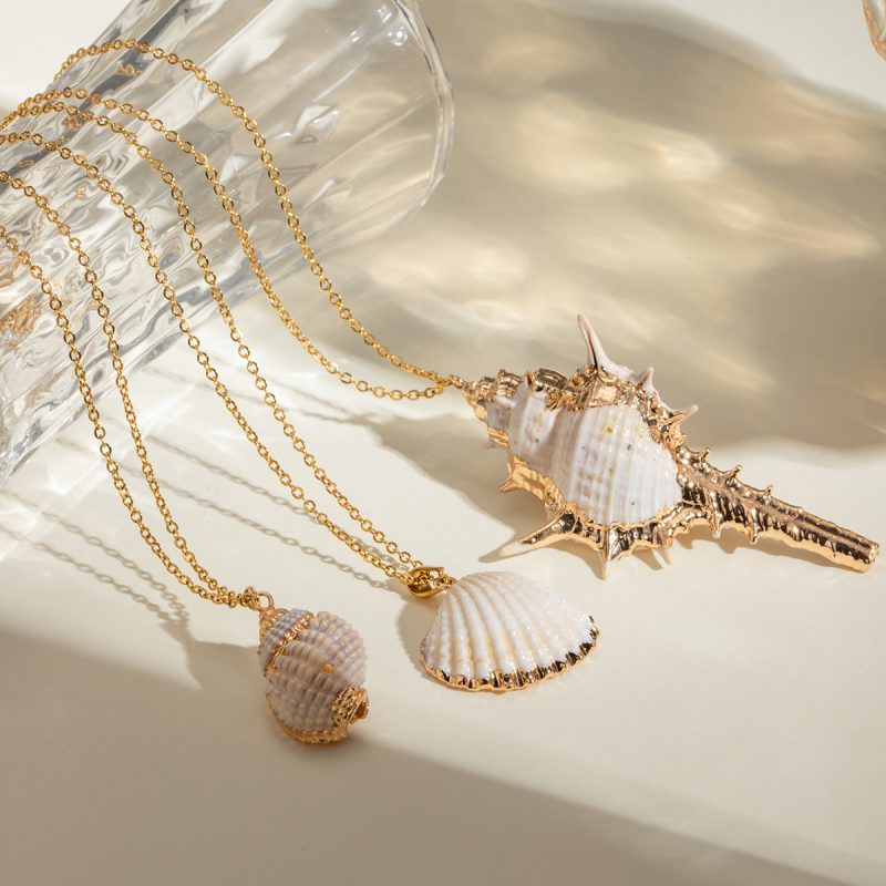 Thin Chain Conch Pendant Necklace - Image 8