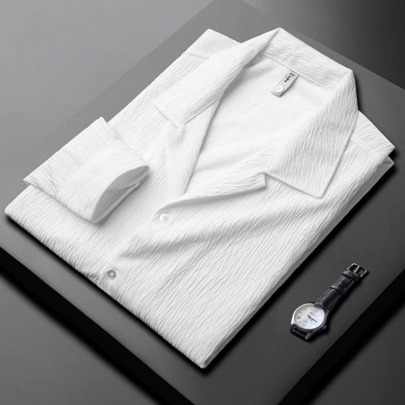 Cuban Collar Pleated Shirt - Image 6