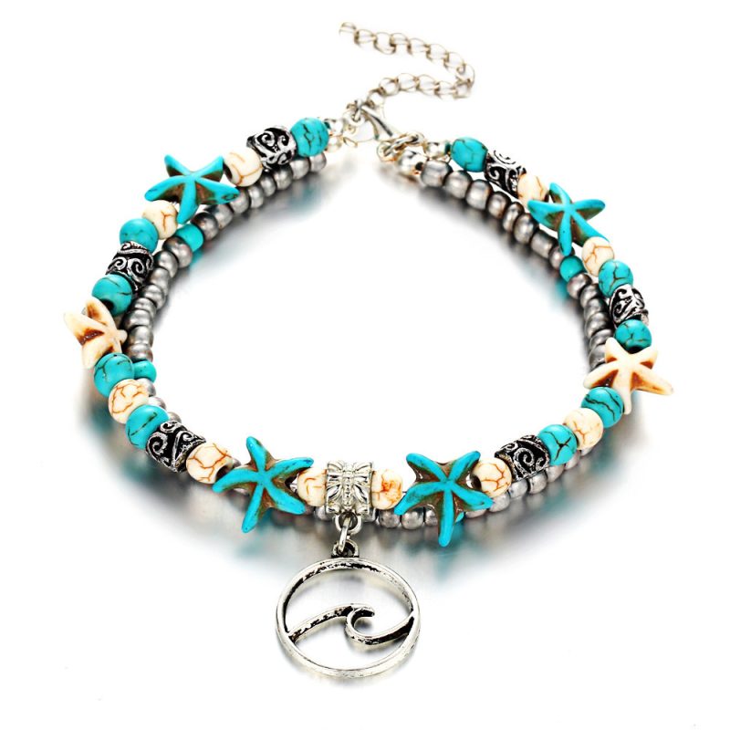 Green Blue Star Fish Beauty Anklet - Image 6