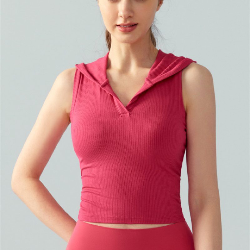 Hooded Ribbed Yoga Vest