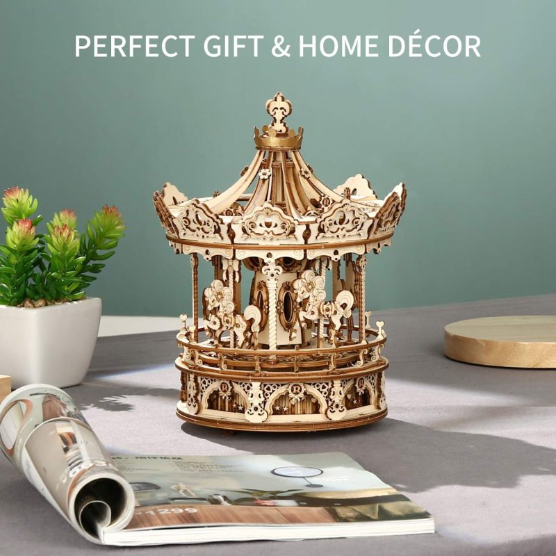 3D Wooden Rotating Romantic Carousel Puzzle - Image 8