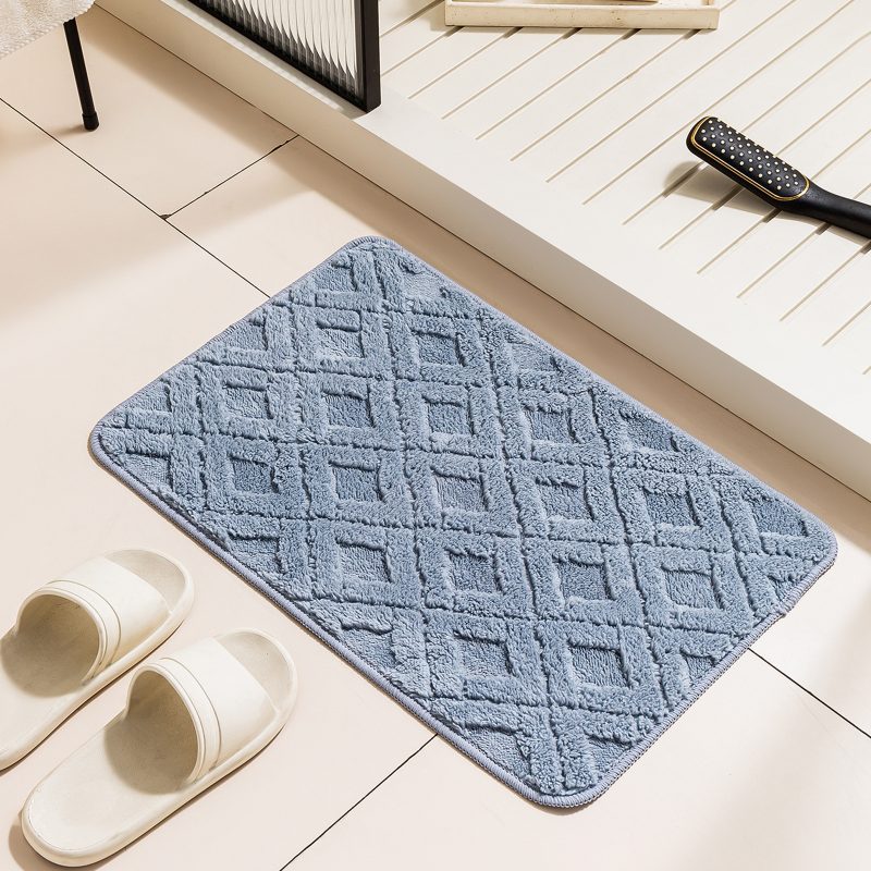 Absorbent Rhombus Plush Bathroom Door Mat