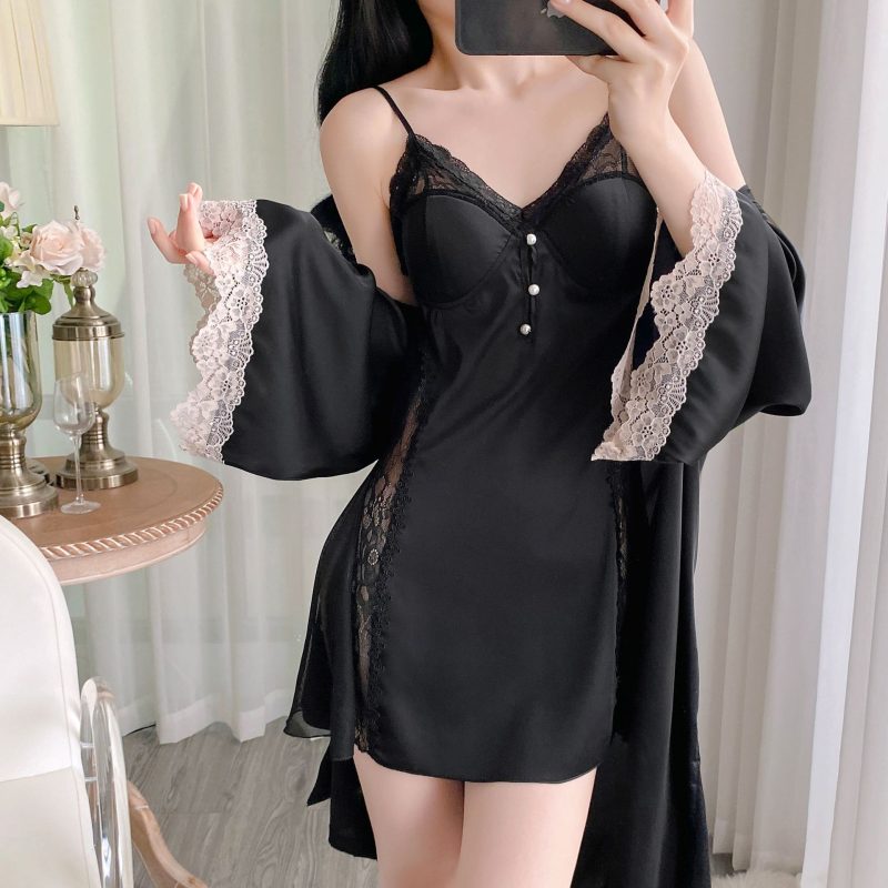 Ice Silk Gown Two-piece Set - Image 5