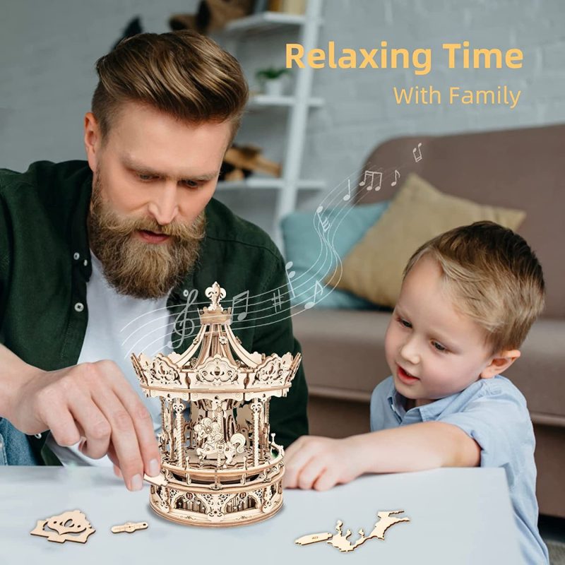 3D Wooden Rotating Romantic Carousel Puzzle - Image 4