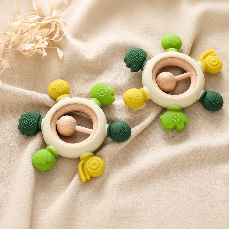 Silicone Baby's Molars Hand Sucking Rattle