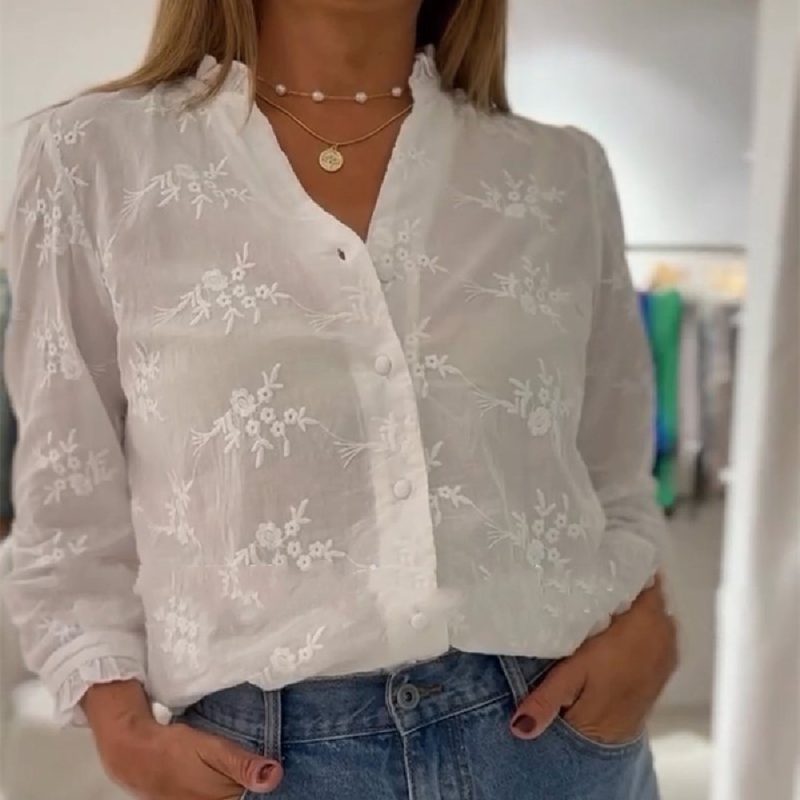 Women Solid Color Blouse