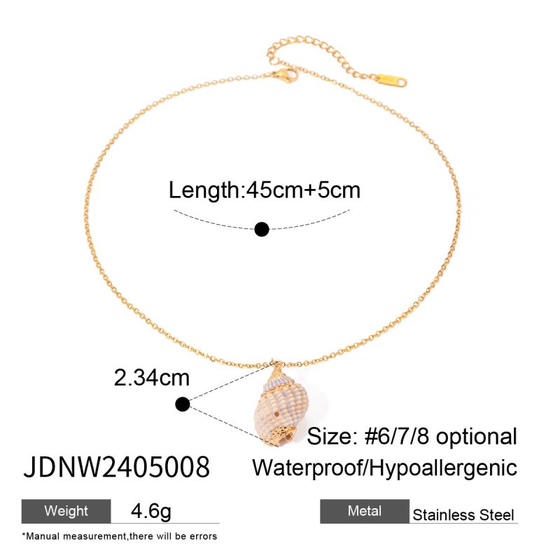 Thin Chain Conch Pendant Necklace - Image 5