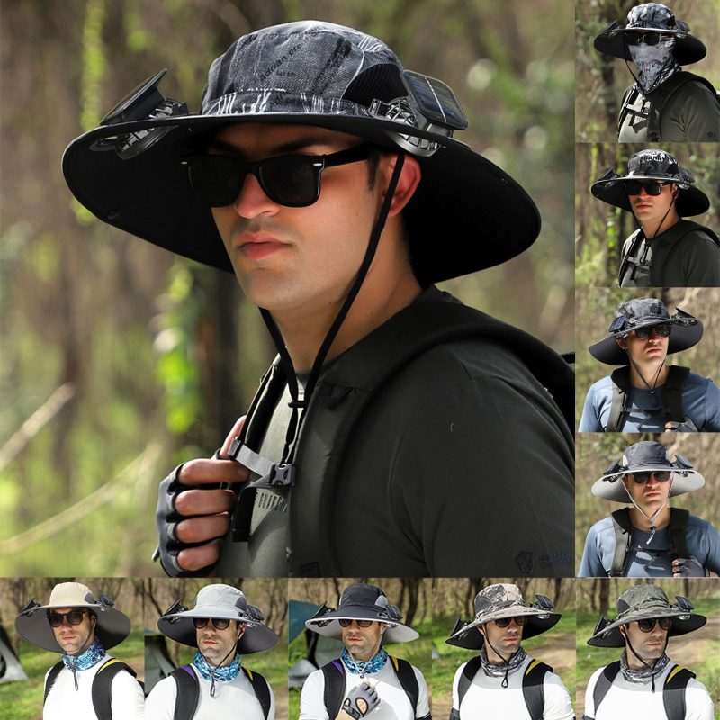 Outdoor Fishing Hat Solar USB Charging Solar Powered Hat Adjustable