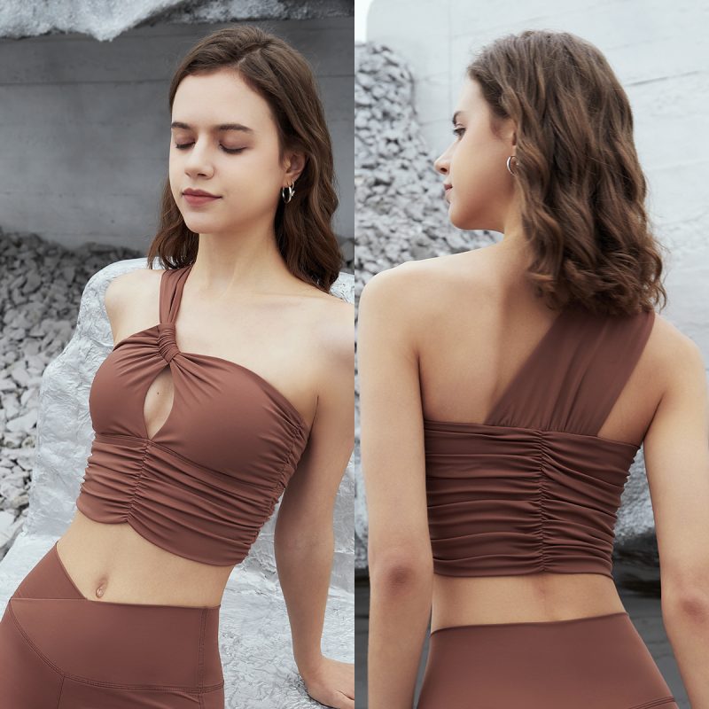 Oblique One-shoulder Tight Yoga Bra - Image 5