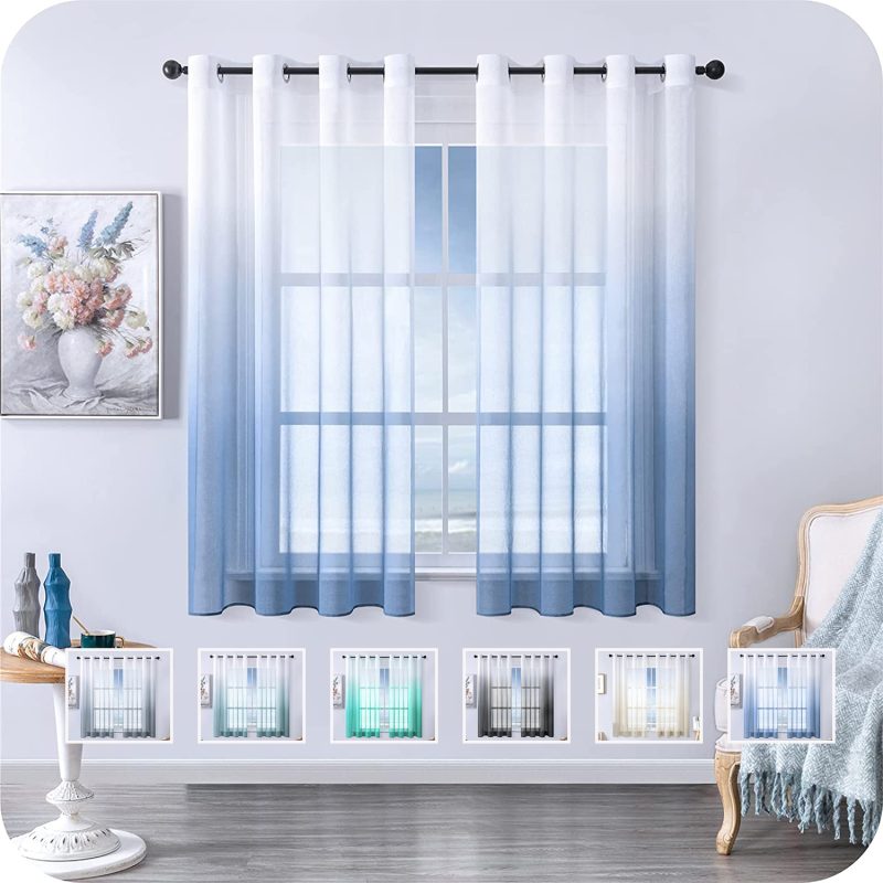 Modern Gradient Tulle Short Curtains For Living Room