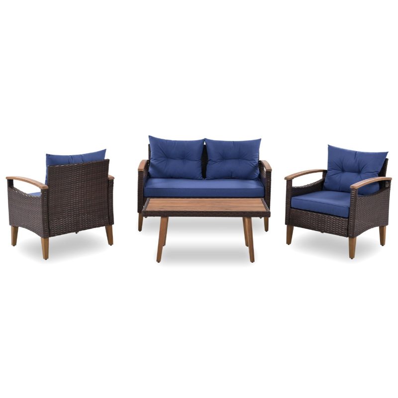 4-Piece Patio Rattan Outdoor Garden Sofa Set - Image 10