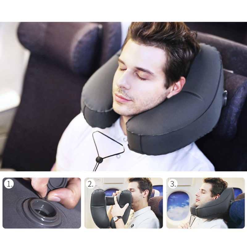 H Shaped Inflatable Hooded Neck Pillow - Image 6