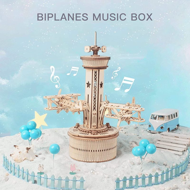 3D Wooden Airplane Musical Box Puzzle - Image 10