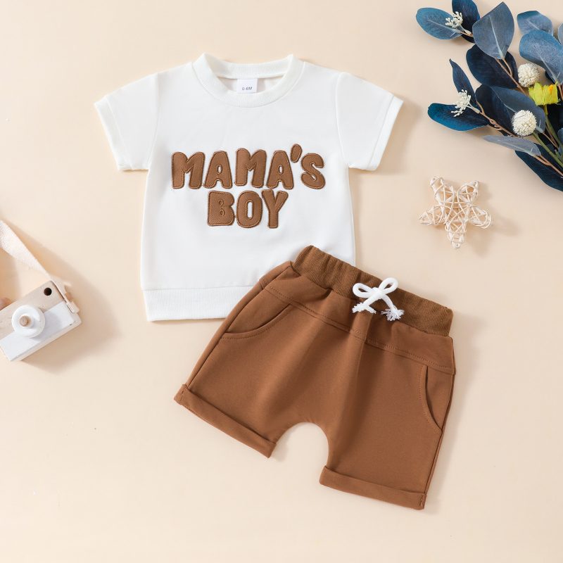 Letter Print Short-sleeve Shorts Set - Image 7