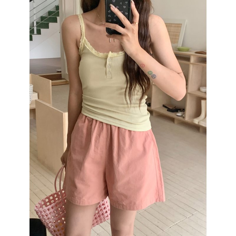 Elastic Waist Washed Cotton A- Line Shorts - Image 10