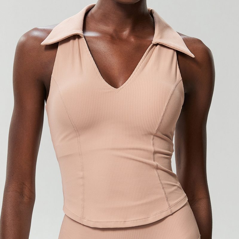 Shockproof Quick-drying V-Neck Collar Sports Top - Image 2
