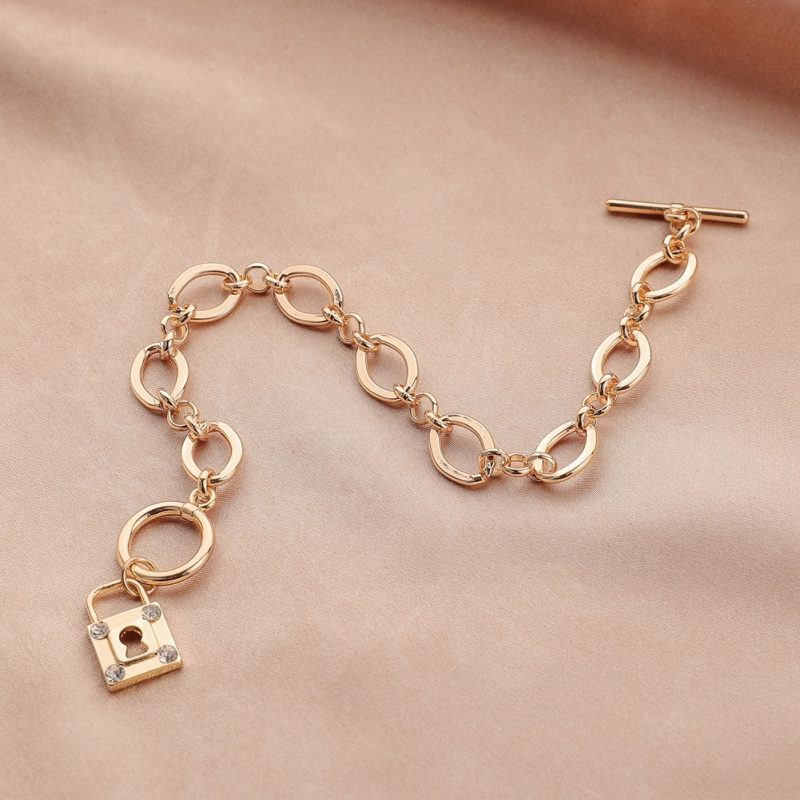 Thick Chain Diamond Padlock Bracelet - Image 2