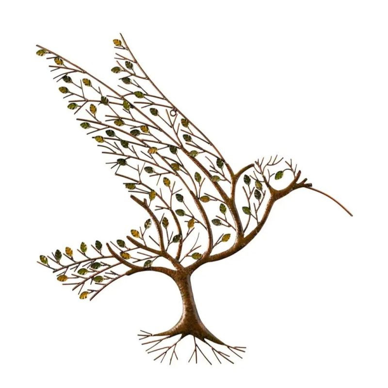 Hummingbird And Metal Wall Art With Branches - Image 2
