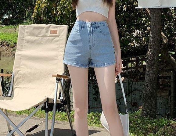 Blue High Waisted Denim Shorts