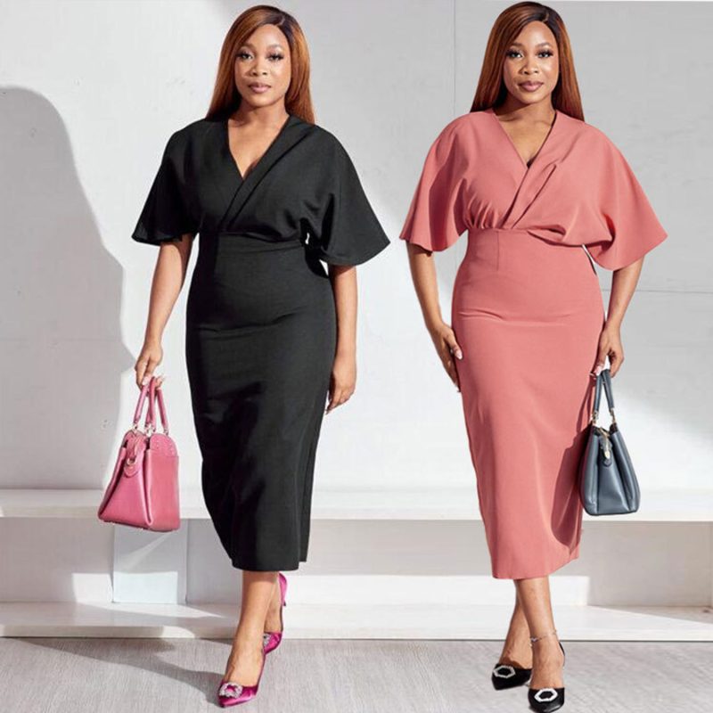 Plus Size Solid Color Dress