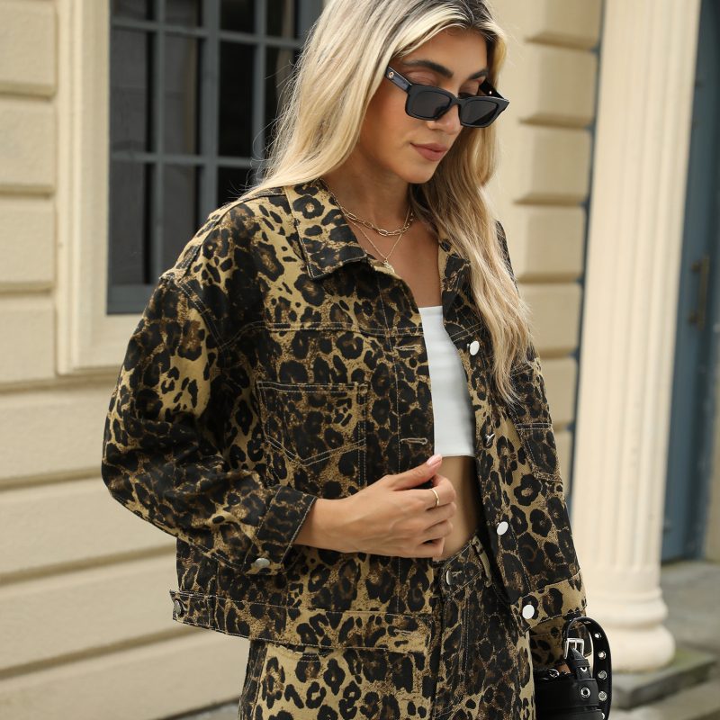Leopard Print Denim Jacket