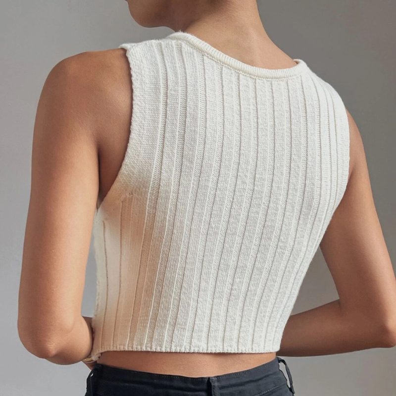 Sleeveless Versatile Cross Knitted Top - Image 4
