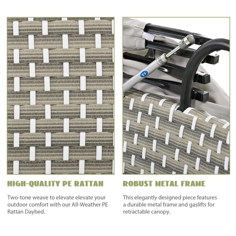 Round Outdoor Rattan Weave Sunbed With Ret - Image 5