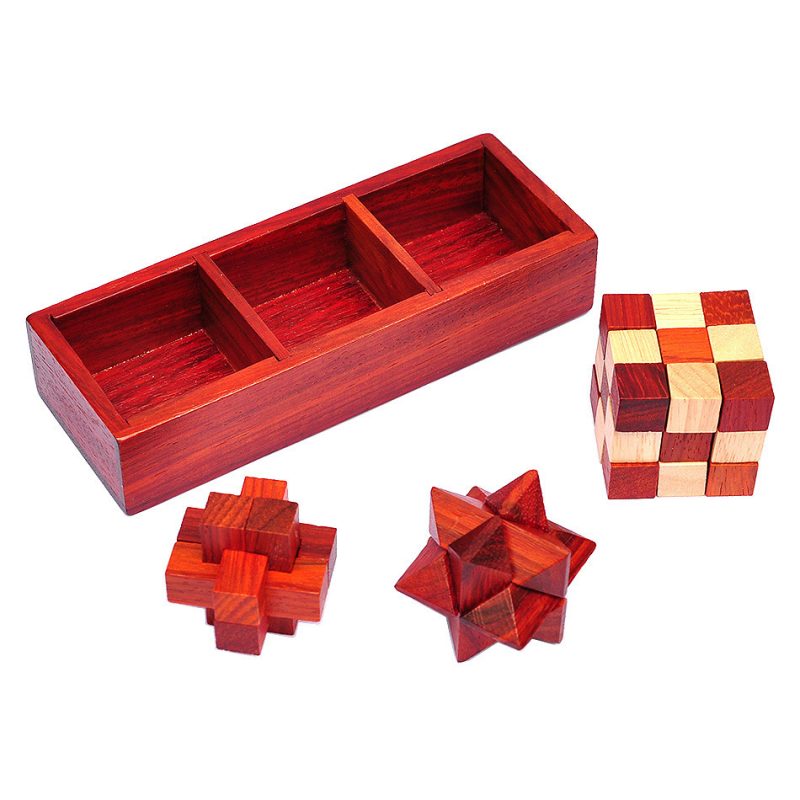 3-In-1 Vintage IQ Wooden Brain Teaser Toy - Image 5
