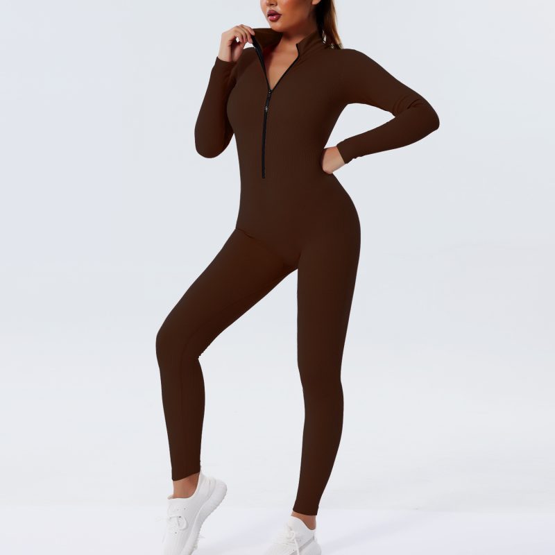 Seamless Zipper Thread Yoga Bodysuit - Image 10
