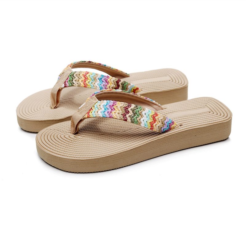 PP Grass Imitation Woven Flip Flops - Image 7