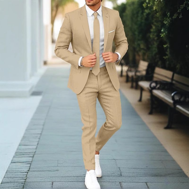 Men's Linen Single Row Suit - Image 8