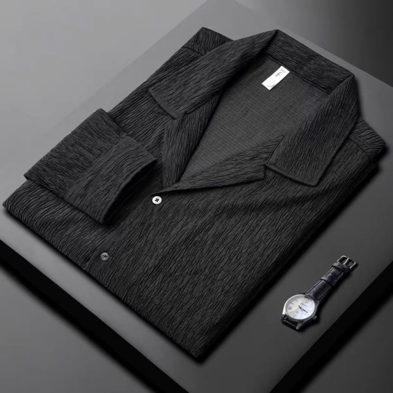 Cuban Collar Pleated Shirt - Image 3
