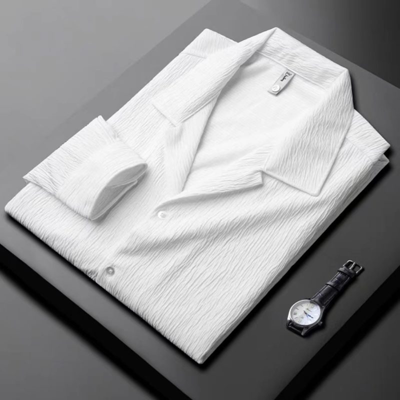 Cuban Collar Pleated Shirt - Image 4