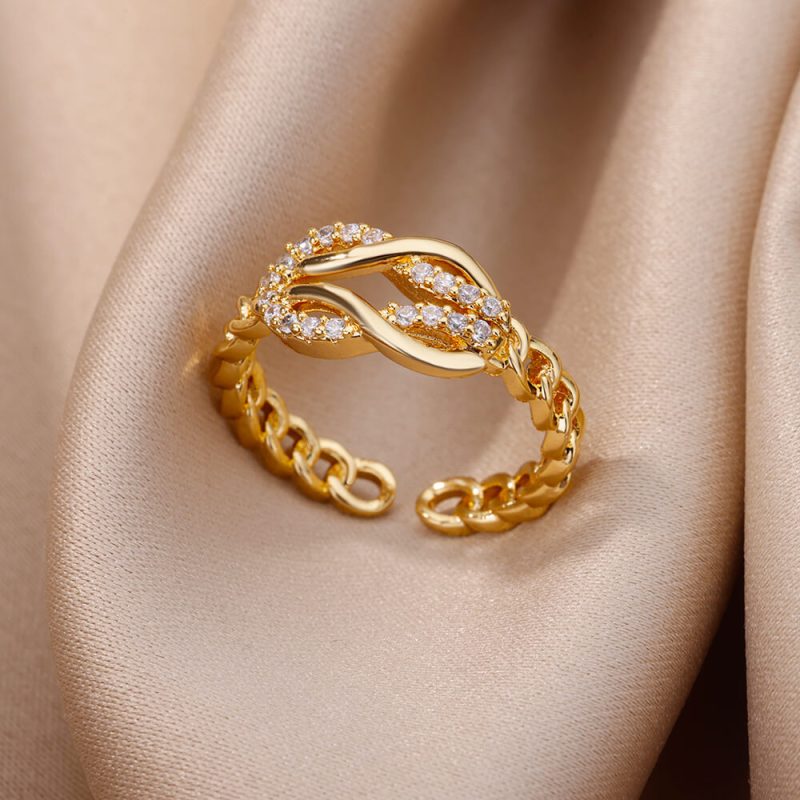 18K Gold-plated Full Diamond Women Ring - Image 3