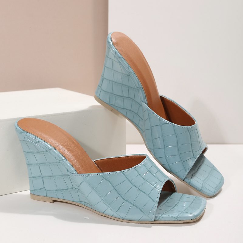 Plaid Textured Wedge Slippers - Image 6