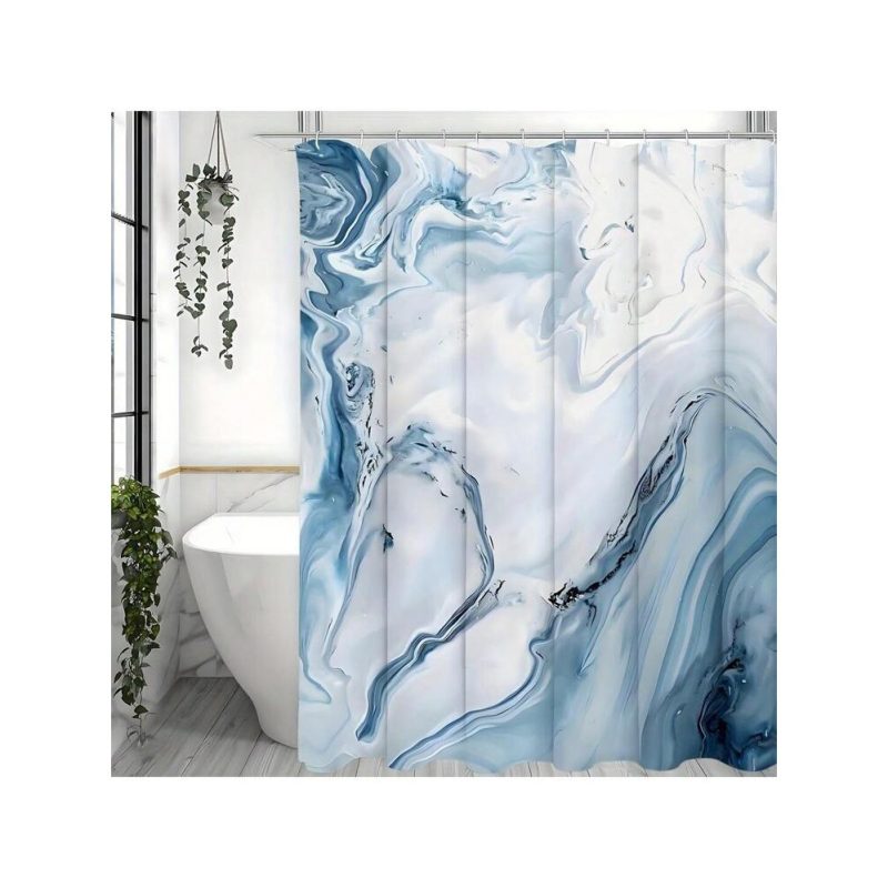 Blue Marble Style Shower Curtain - Image 4