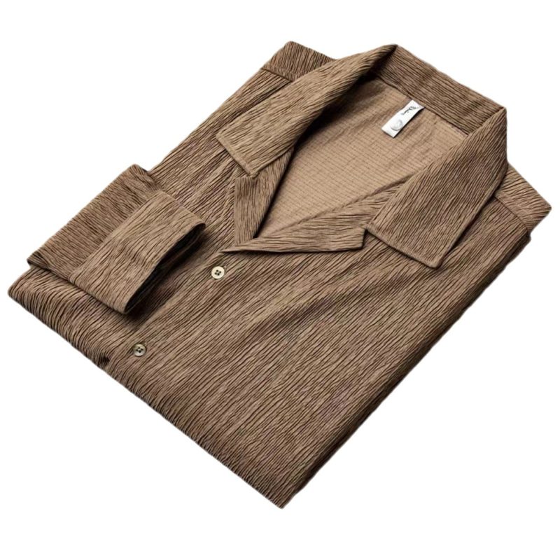 Cuban Collar Pleated Shirt - Image 9