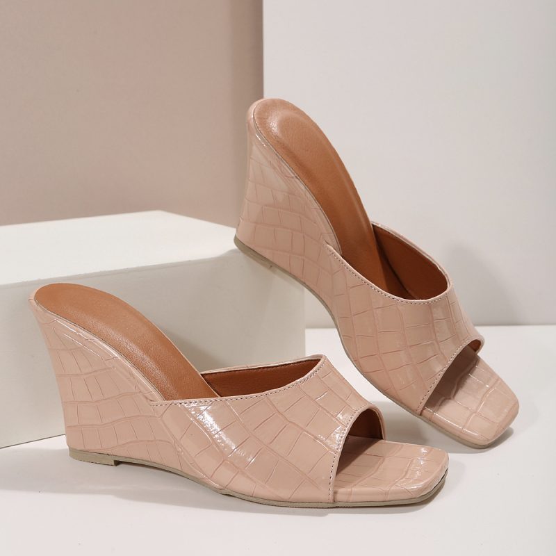 Plaid Textured Wedge Slippers - Image 9