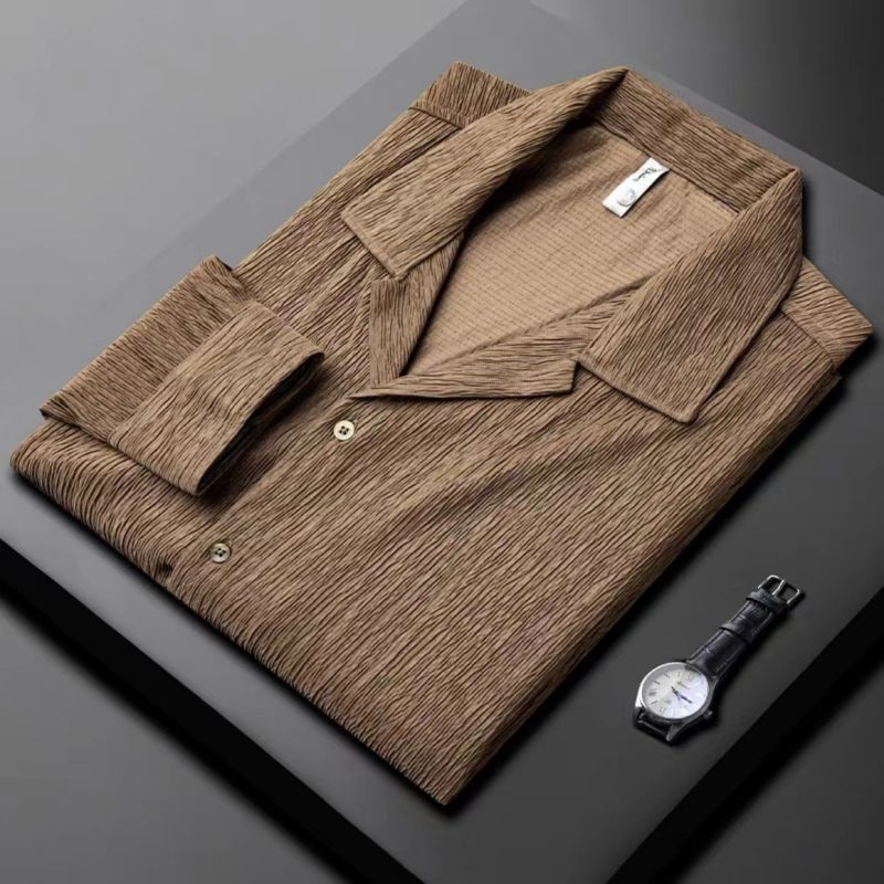 Cuban Collar Pleated Shirt - Image 10