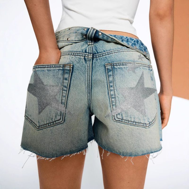 Retro High Waist Denim Shorts