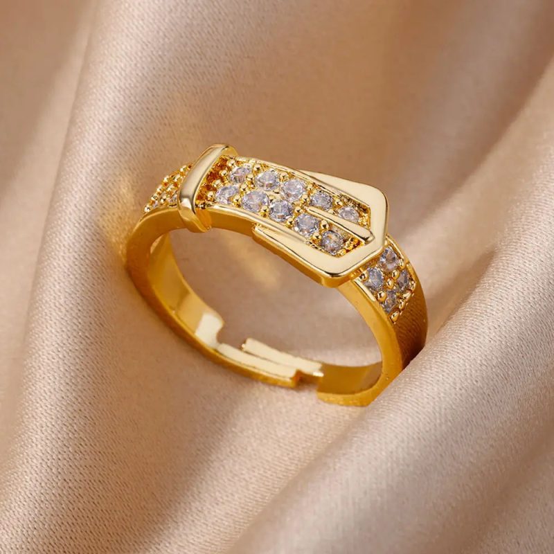 18K Gold-plated Full Diamond Women Ring - Image 10