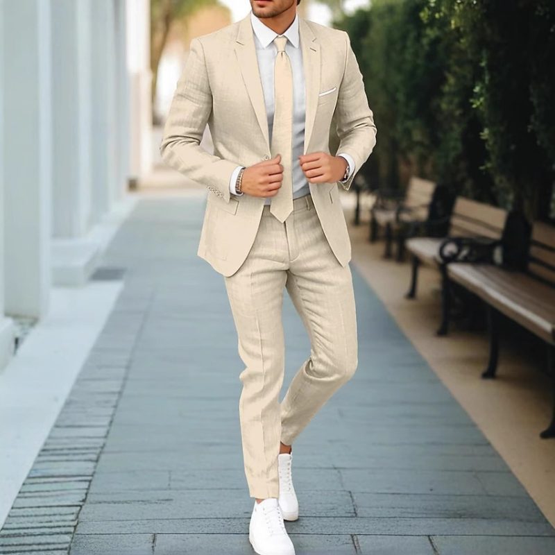 Men's Linen Single Row Suit - Image 3