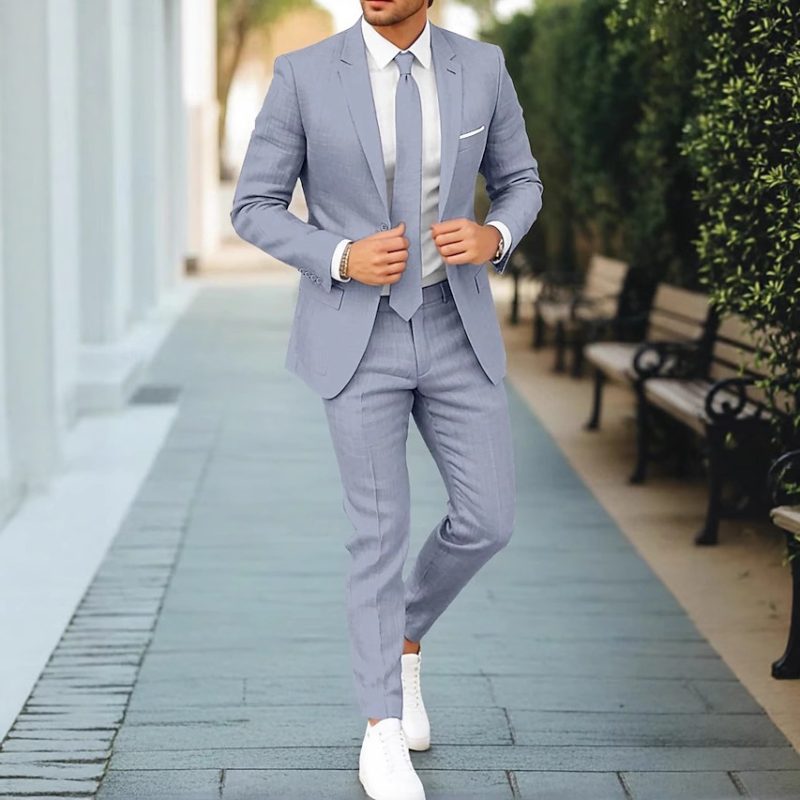 Men's Linen Single Row Suit