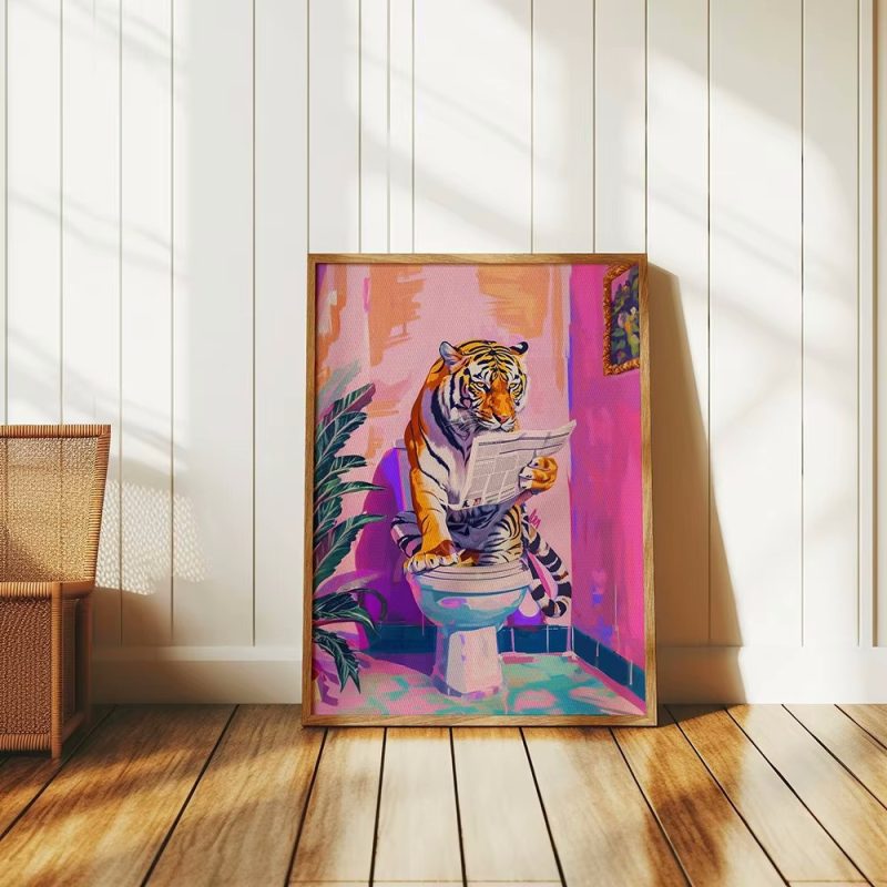 Animal Tiger In Jungle Bathroom Toilet Poster
