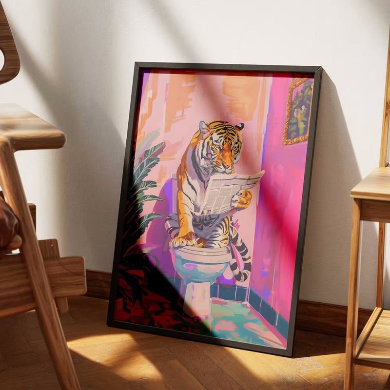 Animal Tiger In Jungle Bathroom Toilet Poster - Image 4