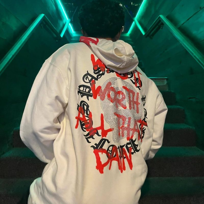 Rhinestone Loose Hooded Sweatshirt