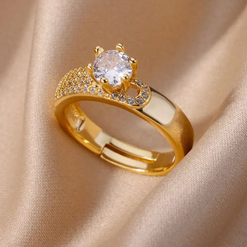 18K Gold-plated Full Diamond Women Ring - Image 7