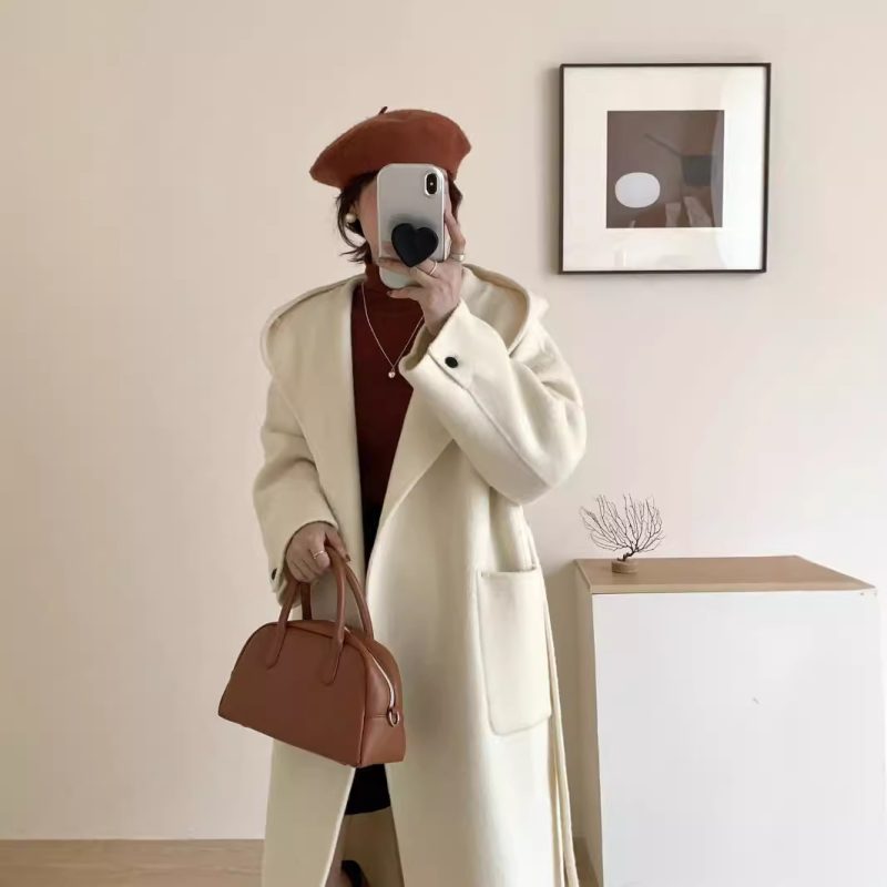 Hooded Double-Sided Wool Overcoat