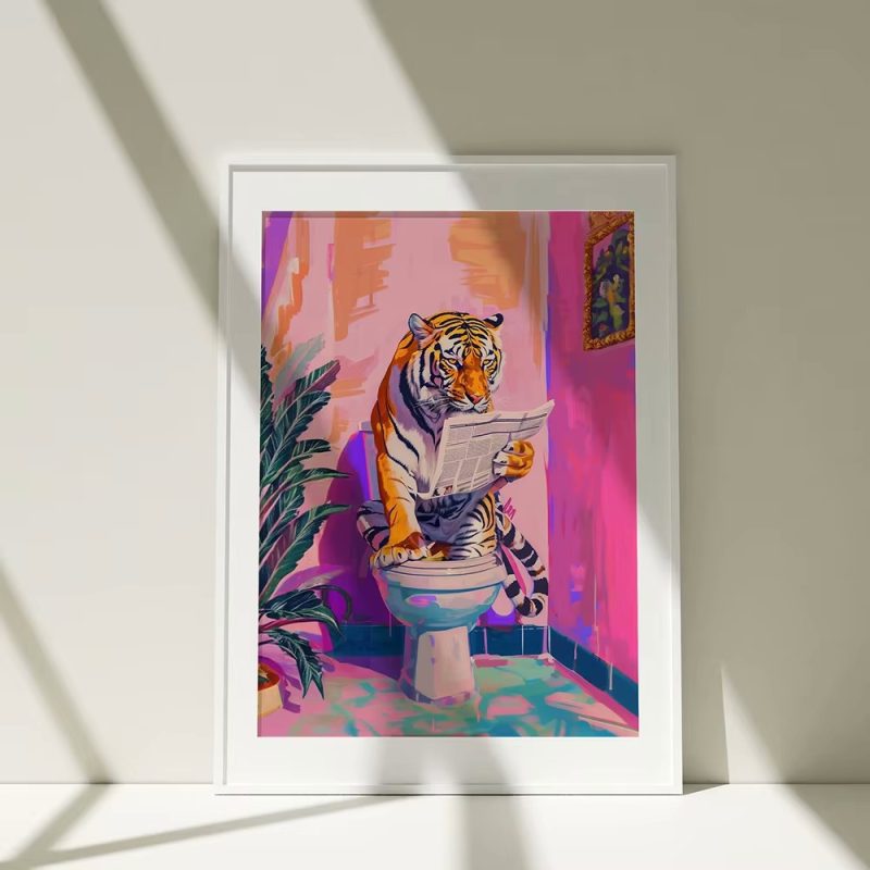 Animal Tiger In Jungle Bathroom Toilet Poster - Image 5