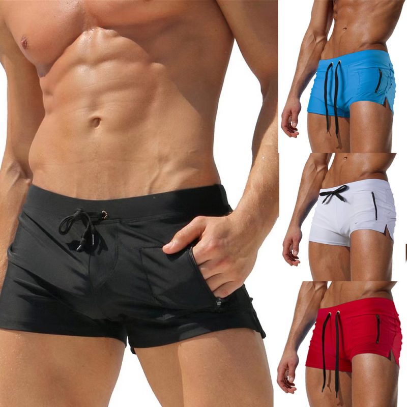 High Waist Tight Swimming Trunks